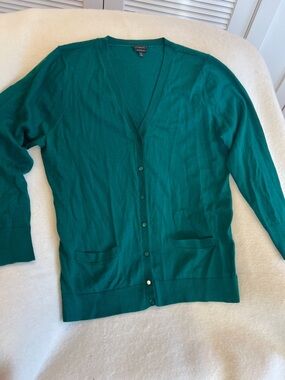 Talbots Emerald Green V-Neck Button Cardigan